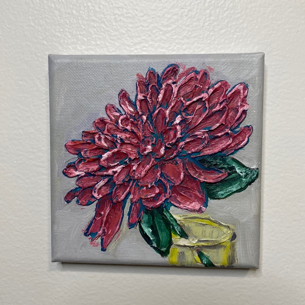 5”x5” Textured Flower Painting